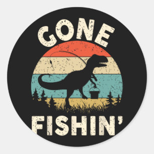 Funny Gone Fishing-shirt Men Women Youth Boys Kids Classic Round Sticker