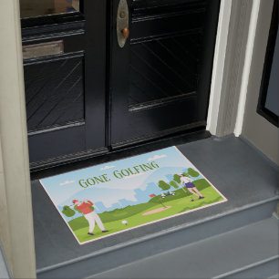 funny gone golfing lovers add text doormat