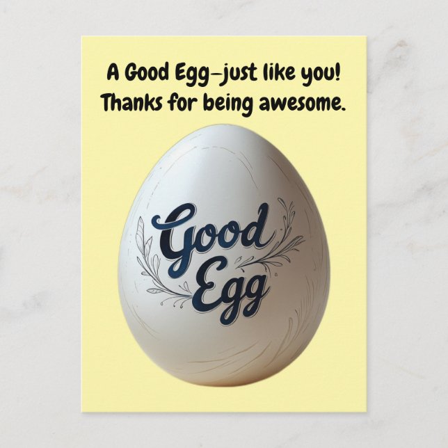 Funny Good Egg Appreciation – Thank You Note Postcard (Front)