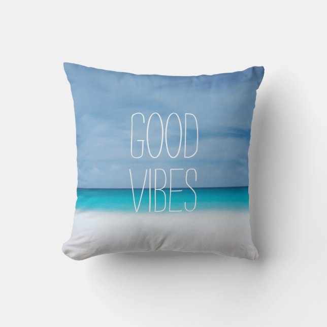 Funny good vibes beach ocean photo hipster cushion (Front)