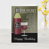 Funny Good Wine Birthday Card (Yellow Flower)