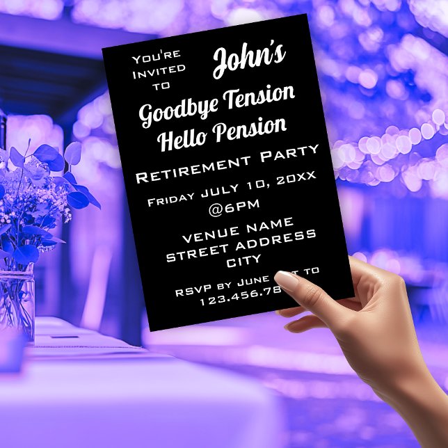 FUNNY Goodbye Tension Dad Retirement Party  Invitation (FUNNY Goodbye Tension Dad Retirement Party Invitation)