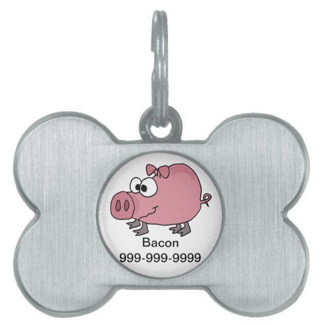 Funny Goofy Pig Cartoon Pet Tag (Front)