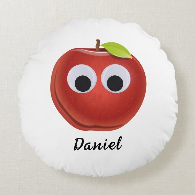 Funny Googly Eyes Apple Personalised Pillow (Front)