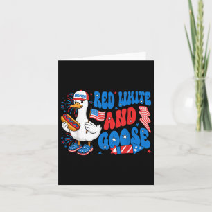 Funny Goose 4th Of July Patriotic Cute Red White A Card