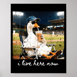 Funny Goose Ballfield Baseball Field I Live Here Poster
