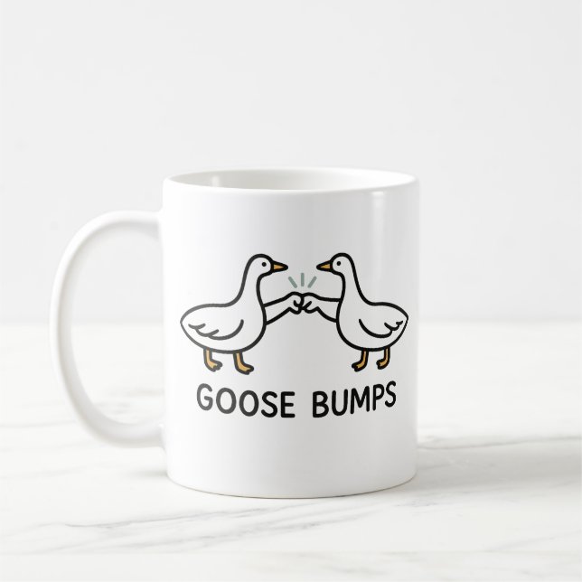 Funny Goose Bumps Cartoon | Fist Bump Geese Animal Coffee Mug (Left)