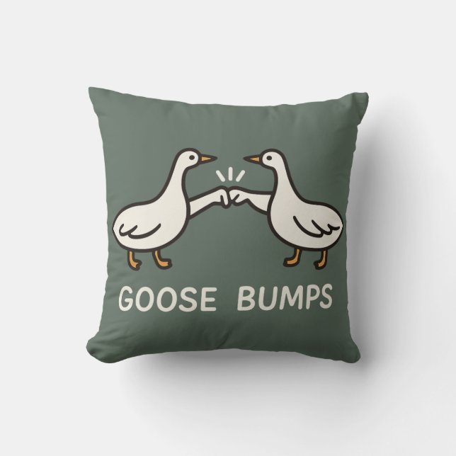 Funny Goose Bumps Cartoon | Fist Bump Geese Animal Cushion (Front)