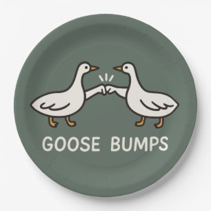 Funny Goose Bumps Cartoon Fist Bump Geese Animal Paper Plate
