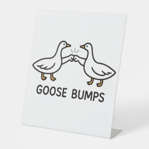 Funny Goose Bumps Cartoon   Fist Bump Geese Animal Pedestal Sign