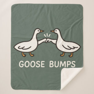 Funny Goose Bumps Cartoon   Fist Bump Geese Animal Sherpa Blanket