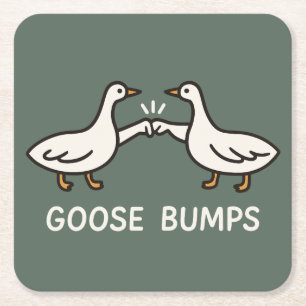 Funny Goose Bumps Cartoon Fist Bump Geese Animal Square Paper Coaster