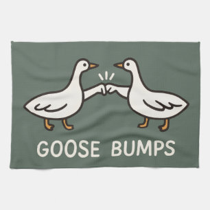 Funny Goose Bumps Cartoon   Fist Bump Geese Animal Tea Towel