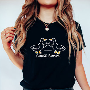 Funny Goose Bumps; Cartoon Geese Fist Bump Black T-Shirt