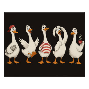 Funny Goose Character Set Poster
