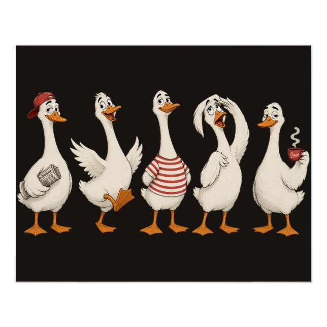 Funny Goose Character Set Poster (Front)