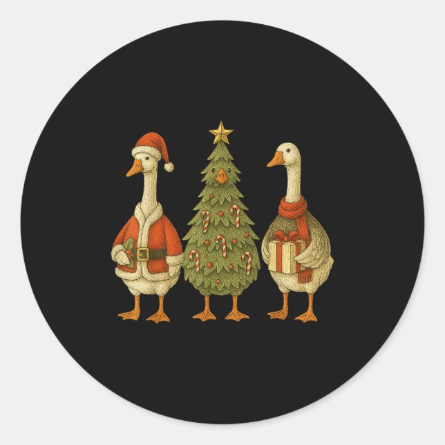 Funny Goose Christmas Lights Goose Cute Xmas Holid Classic Round Sticker (Front)