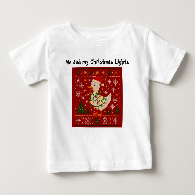 Funny Goose Christmas Lights Kids T-Shirt – Editab (Front)
