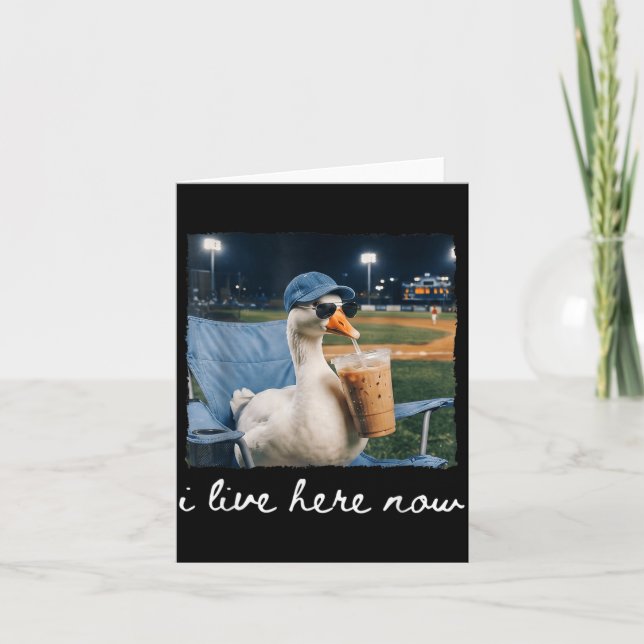 Funny Goose Duck Live Here Baseball Ballfield Meme Card (Front)