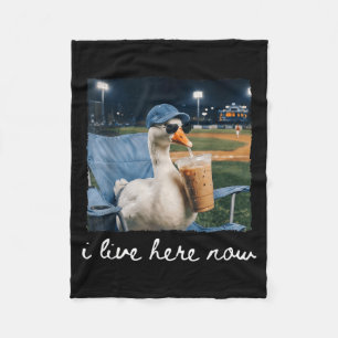Funny Goose Duck Live Here Baseball Ballfield Meme Fleece Blanket