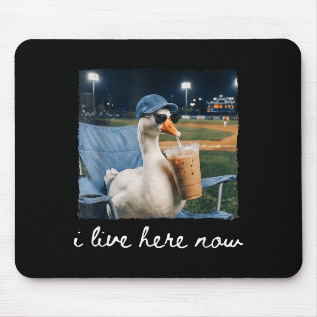 Funny Goose Duck Live Here Baseball Ballfield Meme Mouse Pad (Front)