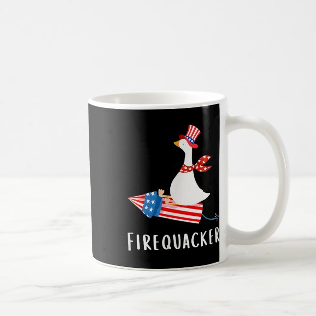 Funny Goose Fourth Of July Firequacker Independenc Coffee Mug (Right)