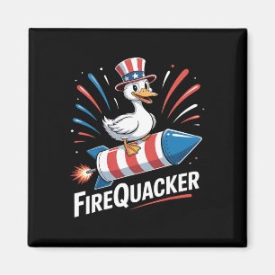 Funny Goose Fourth Of July Firequacker Independenc Magnet