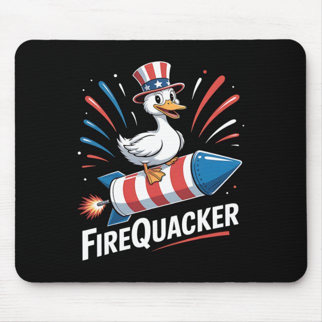 Funny Goose Fourth Of July Firequacker Independenc Mouse Pad (Front)