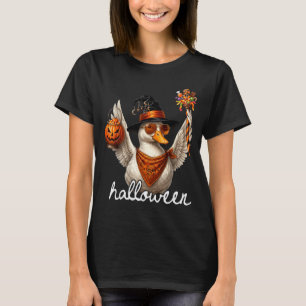 Funny goose halloween witch pumpkin ghost goose T-Shirt