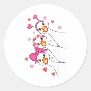 Funny Goose Happy Valentine Goose Cute Heart Lover Classic Round Sticker