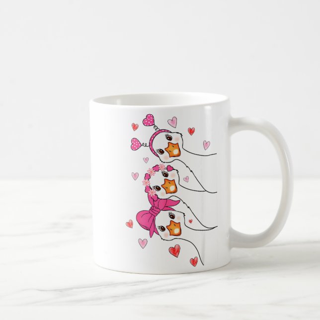 Funny Goose Happy Valentine Goose Cute Heart Lover Coffee Mug (Right)