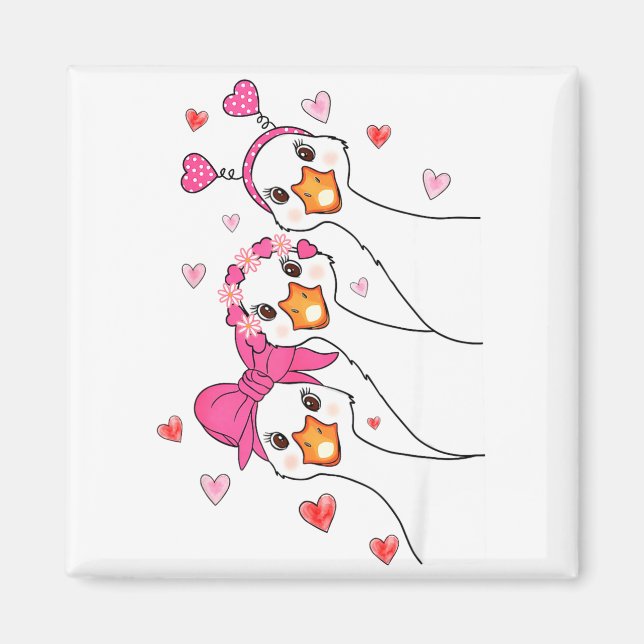 Funny Goose Happy Valentine Goose Cute Heart Lover Magnet (Front)