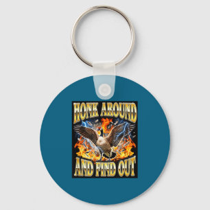 Funny Goose Honk Around Meme Warning Goose Key Ring