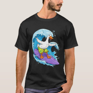 Funny Goose Is Surfing An Ocean Wave 1 - Fan Fun T-Shirt