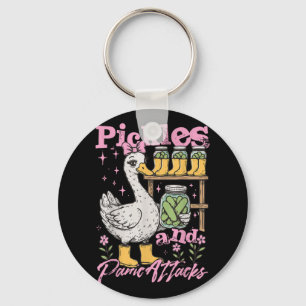 Funny Goose Meme Pickle Cucumber Pickles And Panic Key Ring
