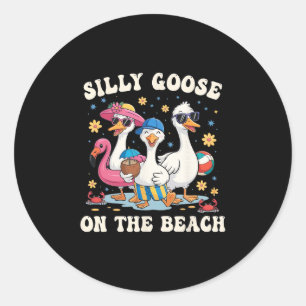 Funny Goose On The Beach Matching Family Summer Va Classic Round Sticker