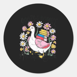 Funny goose oops i bought another book classic round sticker