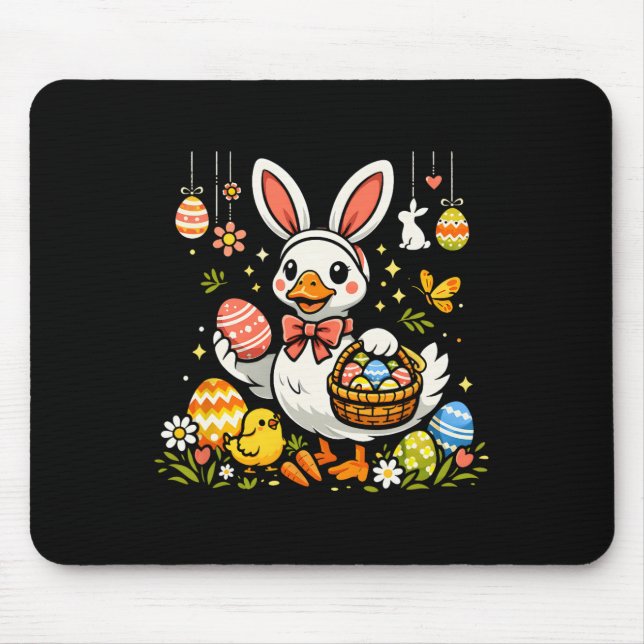 Funny Goose Outfit Easter Ears Geese Bunny Design  Mouse Pad (Front)