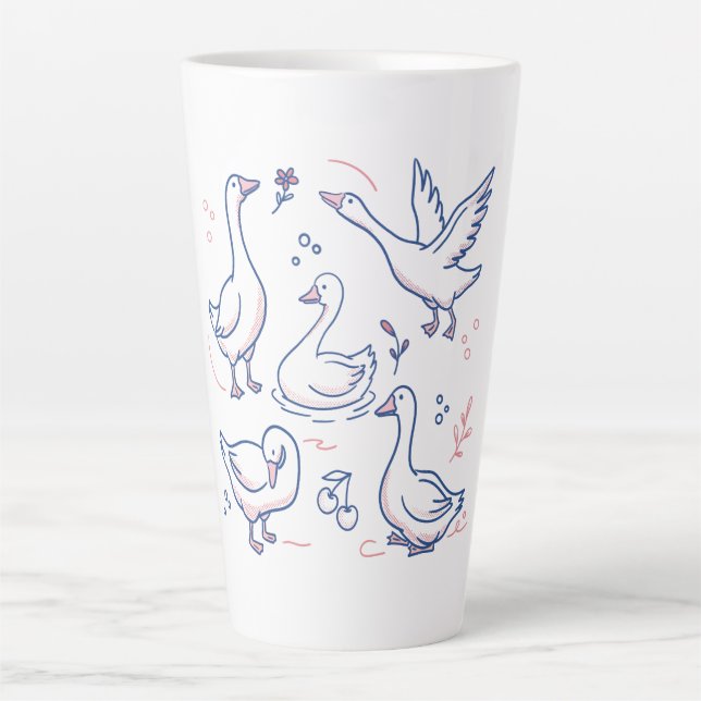Funny Goose Pattern Latte Mug (Front)