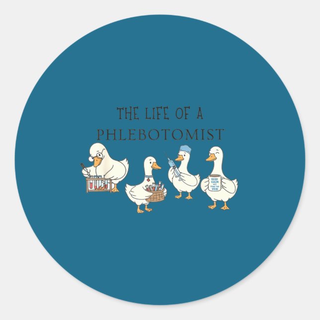 Funny goose phlebotomy technician graduation lab classic round sticker (Front)