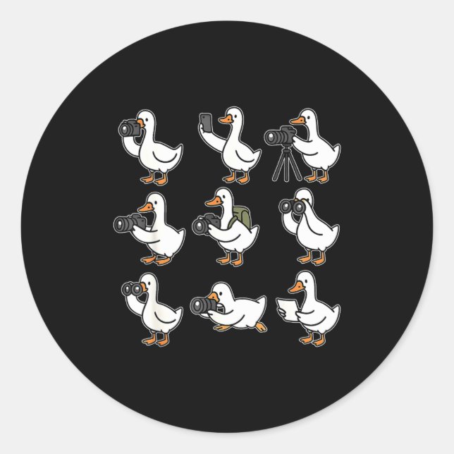 Funny Goose Photographer Photography Camera Photo  Classic Round Sticker (Front)
