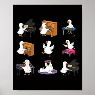 Funny goose playing piano  poster