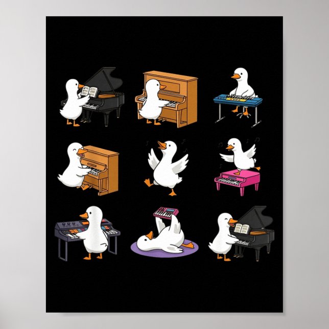 Funny goose playing piano  poster (Front)