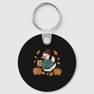 Funny Goose Pumpkin Thanksgiving Autumn Fall Yall Key Ring