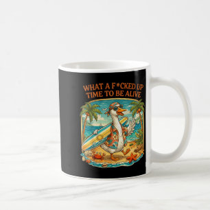 Funny goose surf beach summer what a wild time to coffee mug