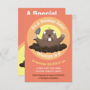 Funny gopher cartoon illustration invitation