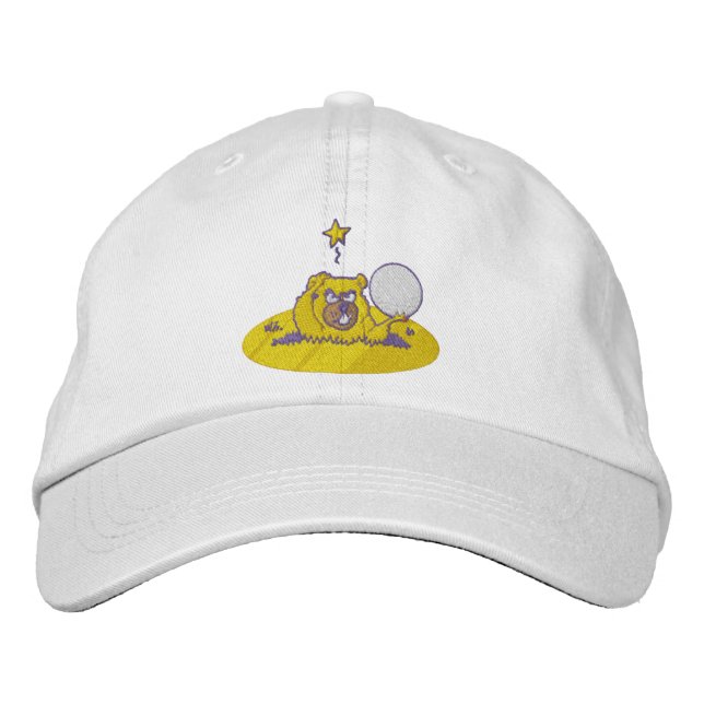 Funny Gopher Golf Ball In Golf Hole Embroidered Hat (Front)