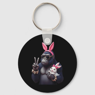 Funny Gorilla Bunny Cool Easter, Cute & Edgy A Key Ring