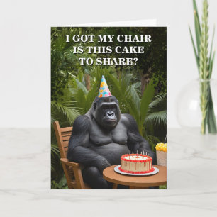 Funny Gorilla Celebrating in Jungle Birthday Card