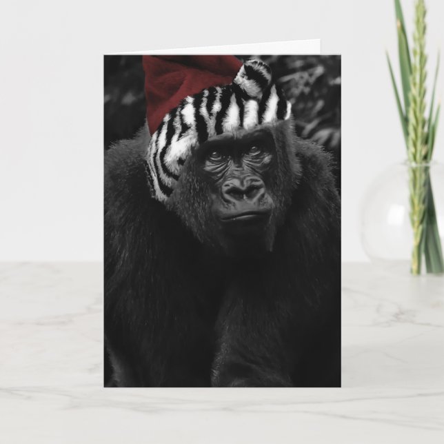Funny Gorilla Christmas Holiday Card (Front)